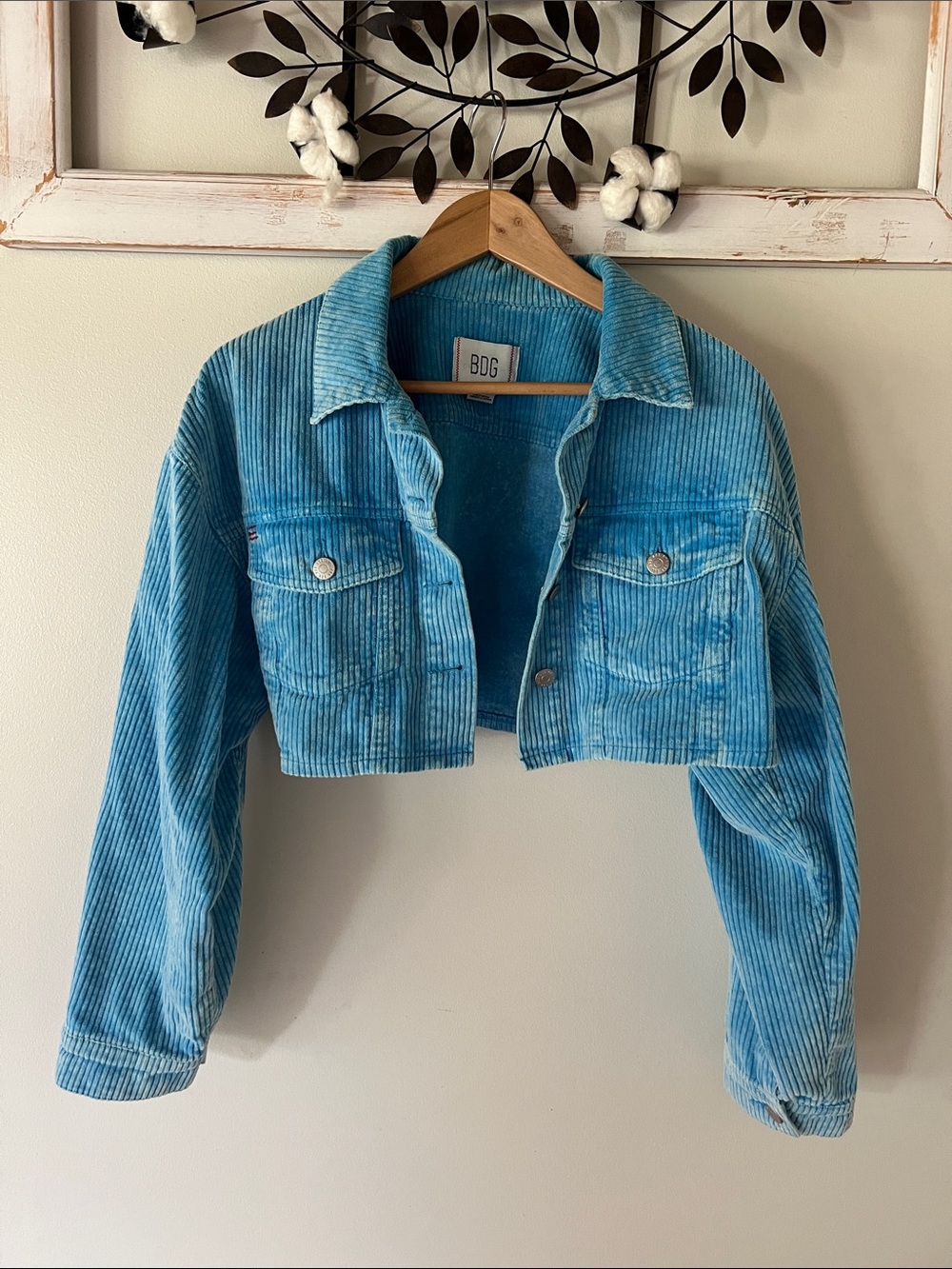 BDG Turquoise Cropped Corduroy Jacket